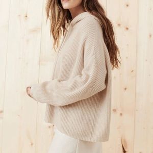 Jenni Kayne Cashmere Fisherman Sweater Size Medium Oatmeal